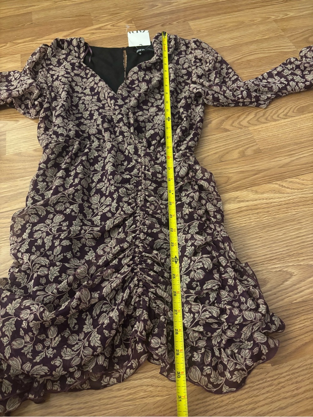 Zara Floral Wrap/Ruching Mini Dress Size Small - Picture 9 of 12